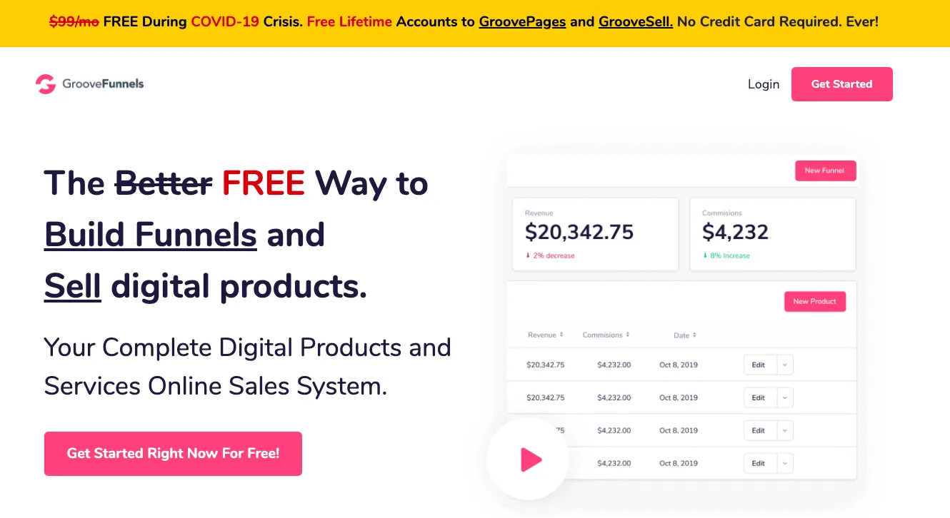 groovefunnels home page