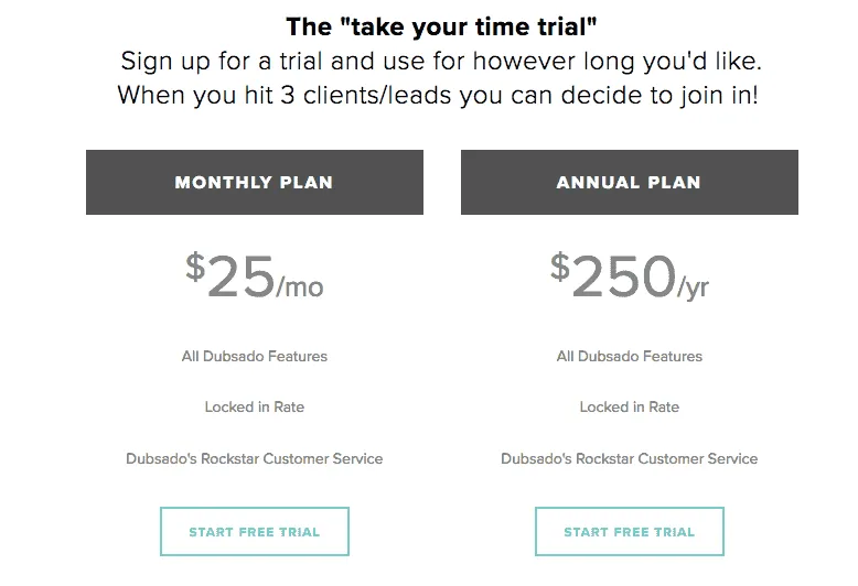 freelancer crm dubsado pricing