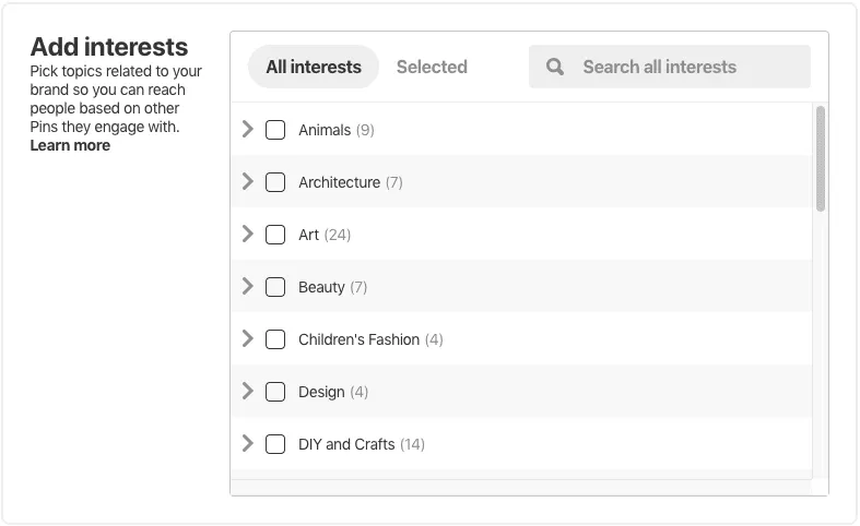 interest promoted pins